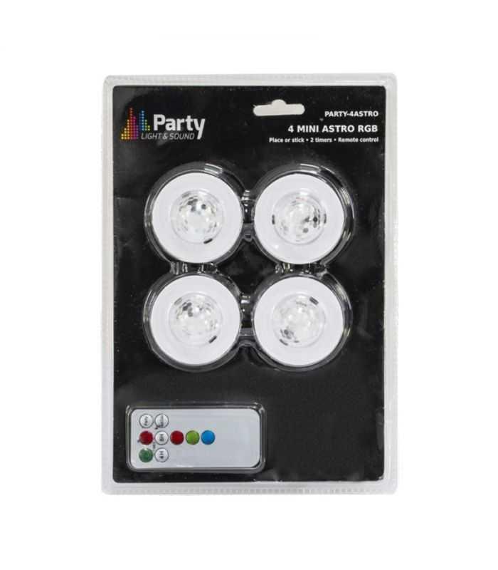 set 4 mini astro rgb cu stroboscop si telecomanda 4