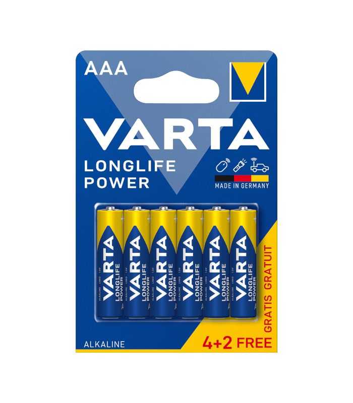 Set 6 baterii alcaline LONGLIFE POWER AAA LR3 4+2buc VARTA