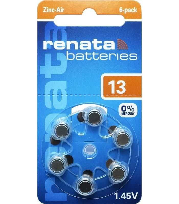 Set 6 Baterii Auditive Za13 Pr48 13 145v Zinc Air Renata 6buc Blister