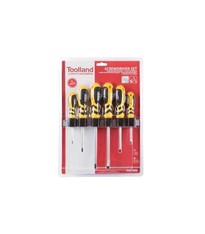Set 6 surubelnite cu maner ergonomic galben Toolland