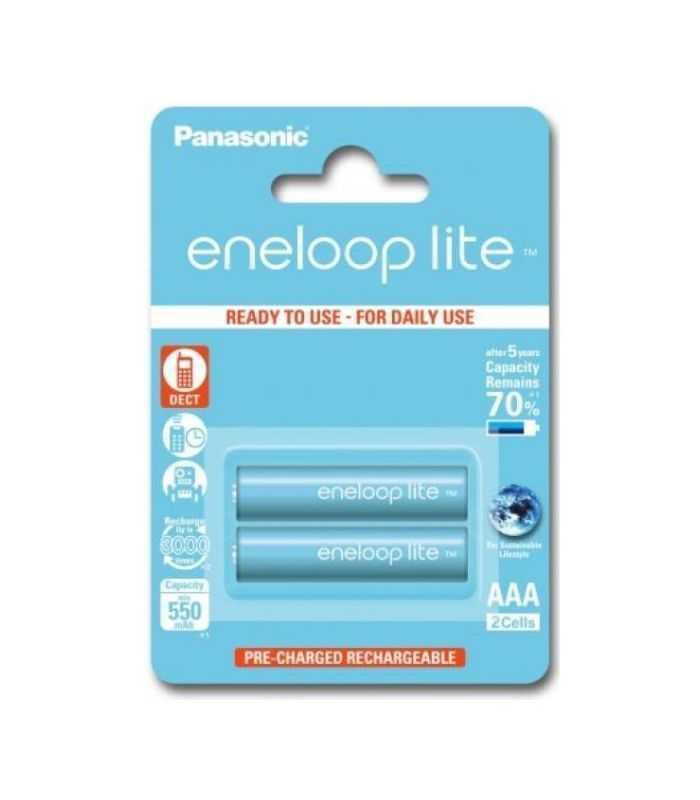 Set acumulatori Panasonic Eneloop Ni-MH 2x AAA(R3) 550mA lite Power 2buc BK-4LCCE/2BE