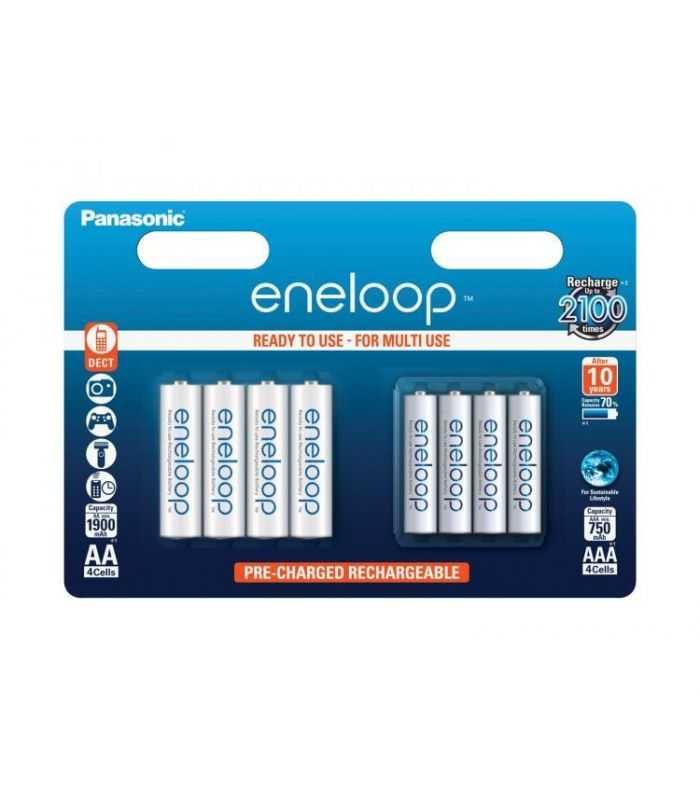 Set acumulatori Panasonic Eneloop Ni-MH AA(R6) 1900mA +AAA (R3) 750mA B4+4 BKKJMCCE44E