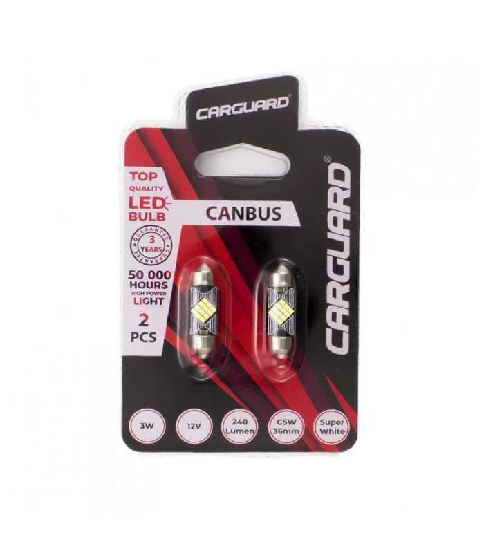 Set auto LED SMD 12V 3W 240lm alb SOFIT 36mm C5W 2buc Canbus pentru interior / portbagaj CarGuard 5 set auto led smd 12v 3w 240lm alb sofit 36mm c5w 2buc canbus pentru interior portbagaj carguard 1