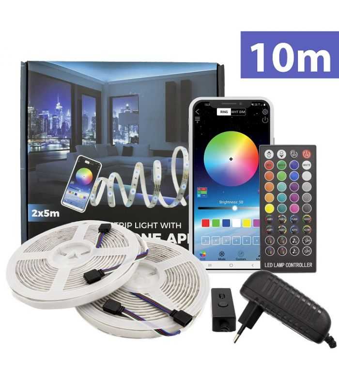 Set banda LED 30/m RGB SMART 2x5m IP65 7.2W/m 36W SunShine