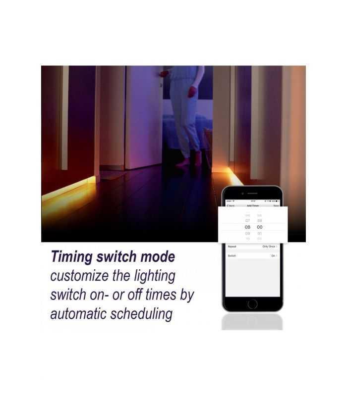 set banda led smart wifi woox r5093 5m rgb color alb cald 24w 150buc x 016w 6