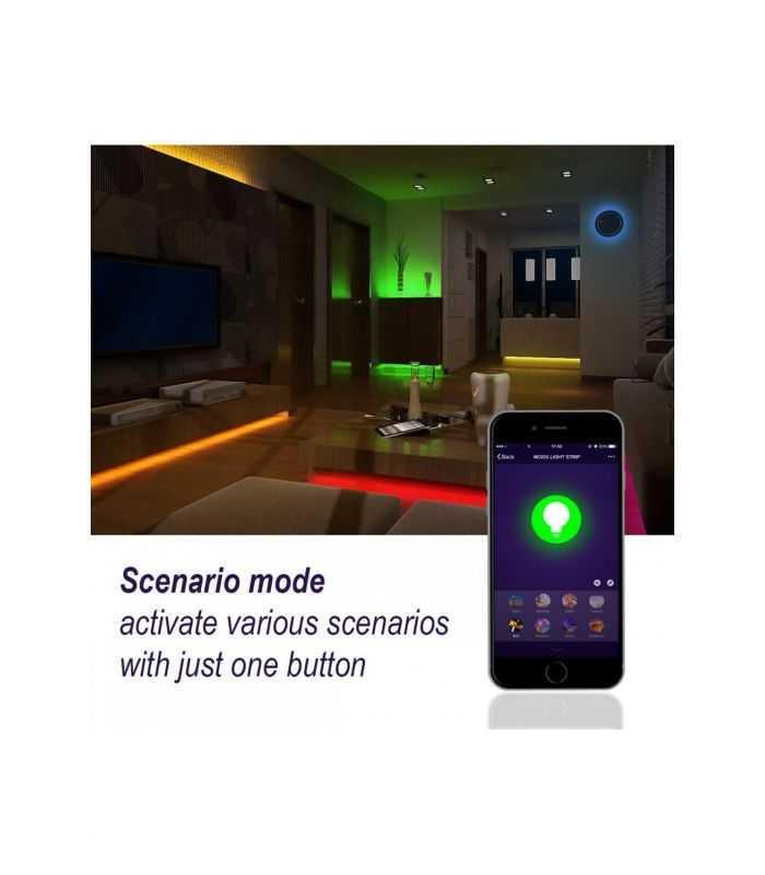 set banda led smart wifi woox r5093 5m rgb color alb cald 24w 150buc x 016w 7