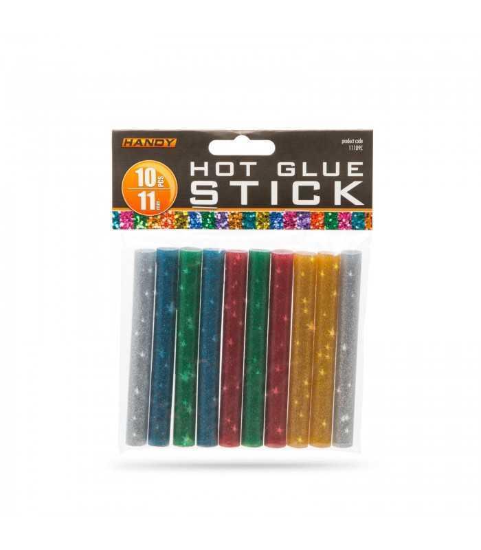 set baton plastic termoadeziv silicon 11mm x 10cm colorat glitter stralucitor 10buc handy 1