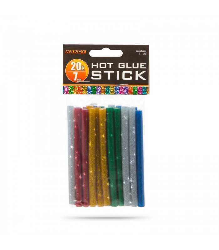 set baton plastic termoadeziv silicon 7mm x 10cm colorat glitter stralucitor 20buc handy 1