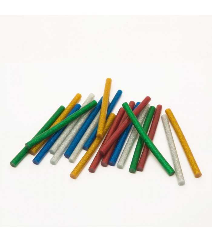 Set baton plastic termoadeziv silicon 7mm x 10cm colorat glitter stralucitor 20buc HANDY