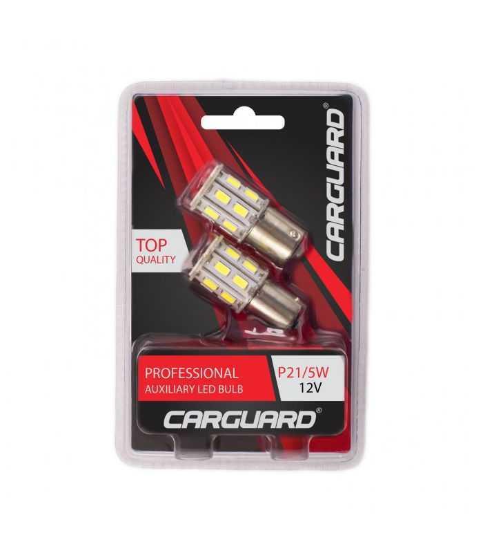 set becuri led auto de frana 12v p21 5w ba15d dublu filament 20x5730smd alb 500lm carguard 2buc 3
