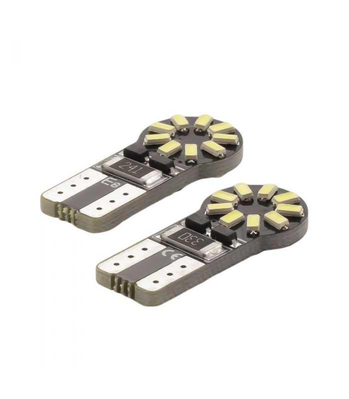 set becuri led auto t10 w5w 12v 3w alb rece canbus set 2buc pentru interior portbagaj carguard can126 1