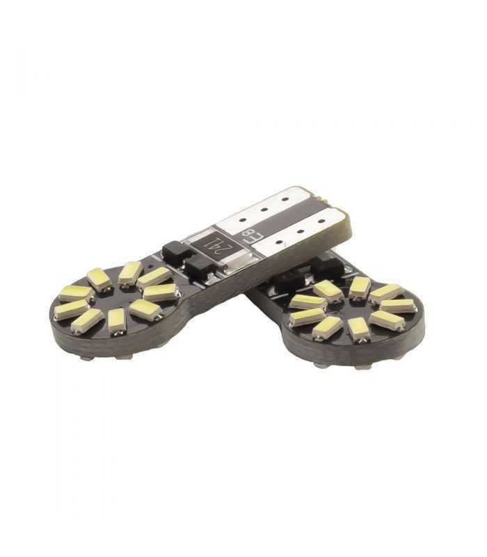 set becuri led auto t10 w5w 12v 3w alb rece canbus set 2buc pentru interior portbagaj carguard can126 2