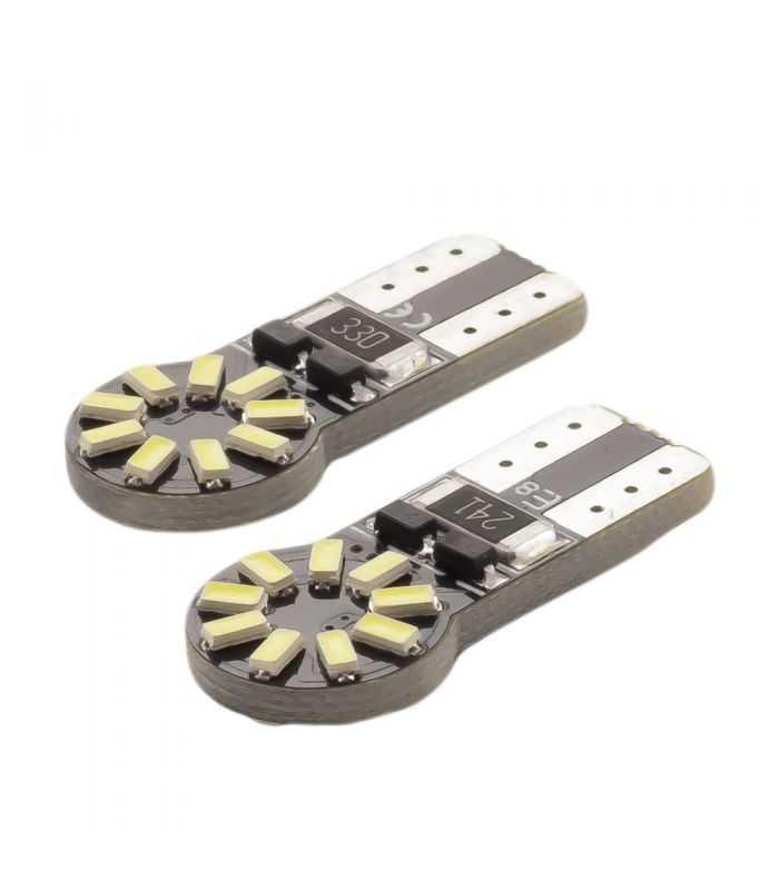 Set Becuri LED auto T10 W5W 12V 3W alb-rece Canbus set 2buc pentru interior / portbagaj CarGuard CAN126