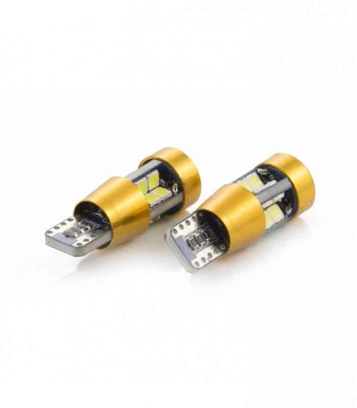 set becuri led smd t10 w5w 12v 5w 300lm alb pentru interior portbagaj canbus carguard 2buc 2