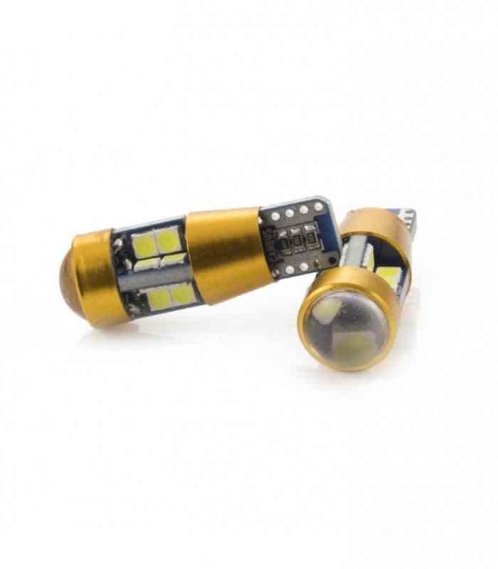 set becuri led smd t10 w5w 12v 5w 300lm alb pentru interior portbagaj canbus carguard 2buc 3