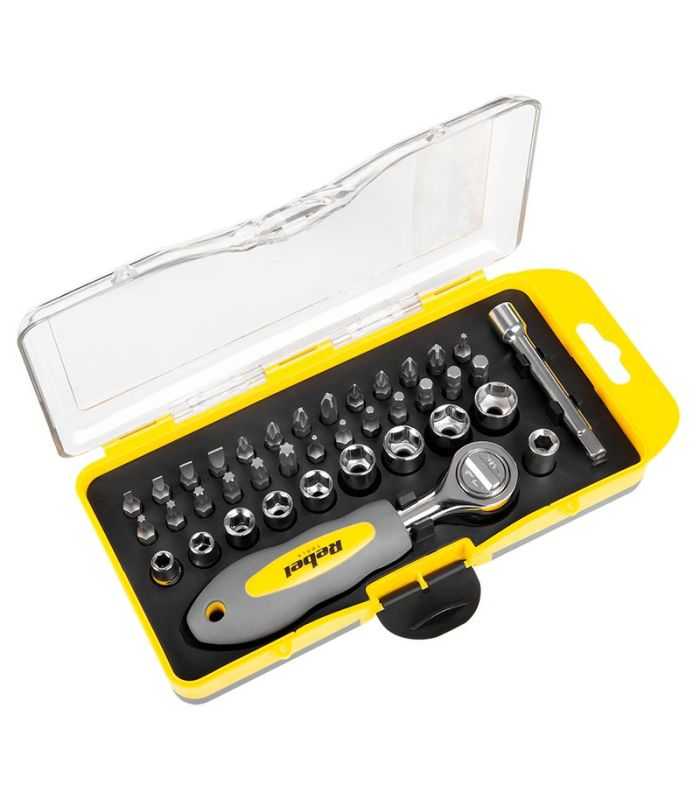 Set biti cu cheie clichet 38 piese REBEL RB-1104