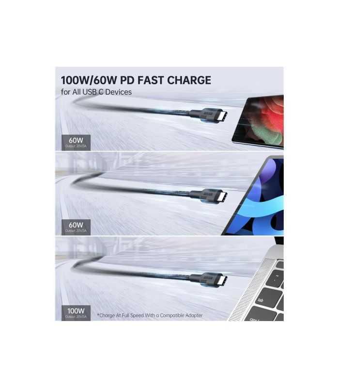 Set Cabluri Usb Type C Usb Type C 100w 3buc 12m 2x 2m Negru Choetech Mix00108 Choetech