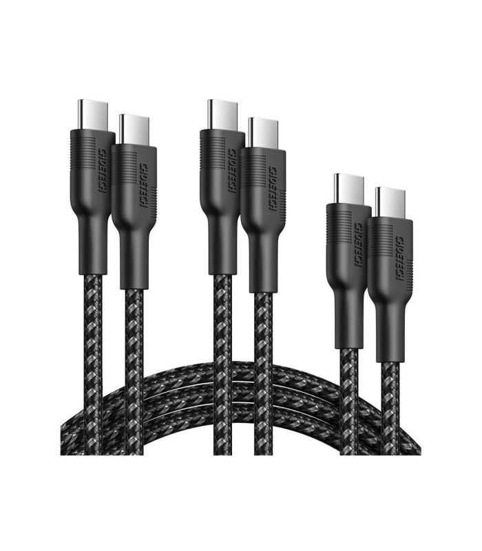 Set cabluri USB type C - USB type C 100W 3buc 1.2m +2x 2m negru Choetech MIX00108 Choetech