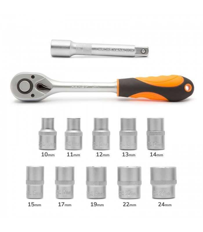 set chei tubulare cu clichet 12buc 1 2 10 24mm crom vanadiu handy 3