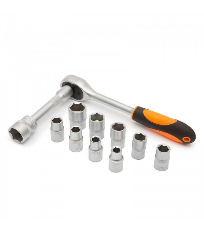 Set chei tubulare cu clichet 12buc 1/2" 10-24mm Crom-Vanadiu HANDY
