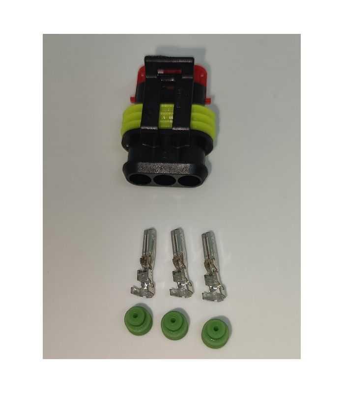 Set conector cablu Superseal 1.5 mama mufa 3 pin 3 pini inclusi + 3 garnituri incluse IP67 TE Connectivity 282087-1-SET-F