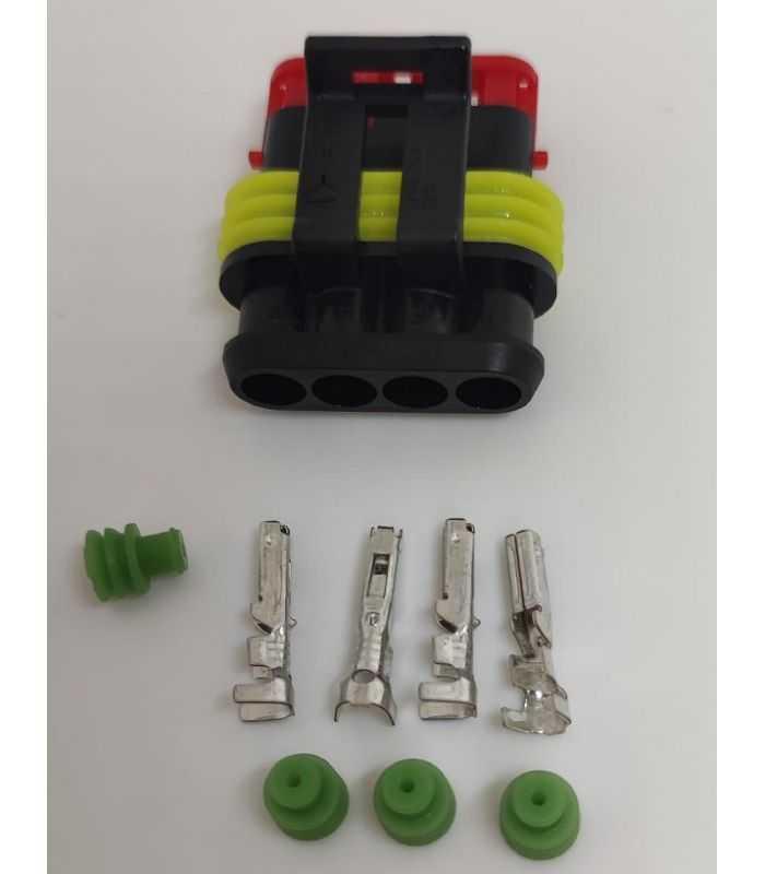 Set conector cablu Superseal 1.5 mama mufa 4 pin 4 pini inclusi + 4 garnituri incluse IP67 TE Connectivity 282088-1-SET-F