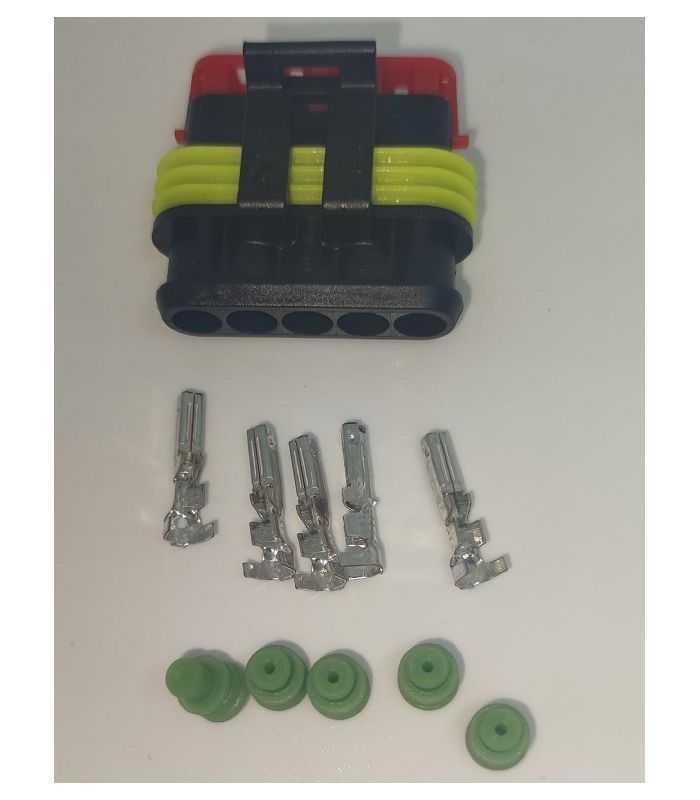 Set conector cablu Superseal 1.5 mama mufa 5 pin 5 pini inclusi + 5 garnituri incluse IP67 TE Connectivity 282089-1-SET-F