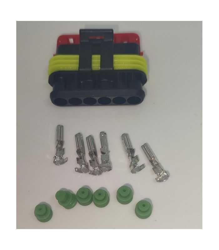 Set conector cablu Superseal 1.5 mama mufa 6 pin 6 pini inclusi + 6 garnituri incluse IP67 TE Connectivity 282090-1-SET-F