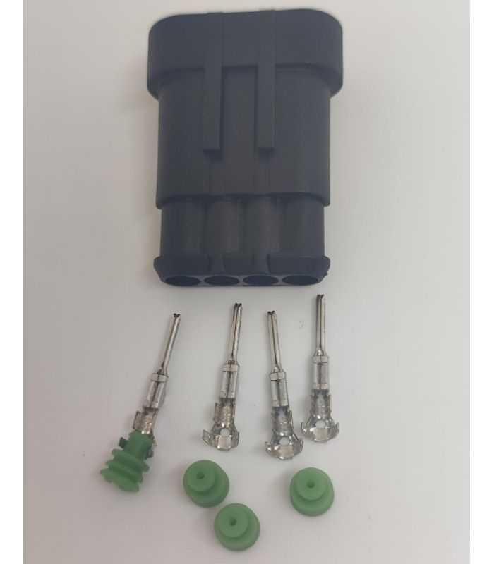 Set conector cablu Superseal 1.5 tata mufa 4 pin 4 pini inclusi + 4 garnituri incluse IP67 TE Connectivity 282106-1-SET-M