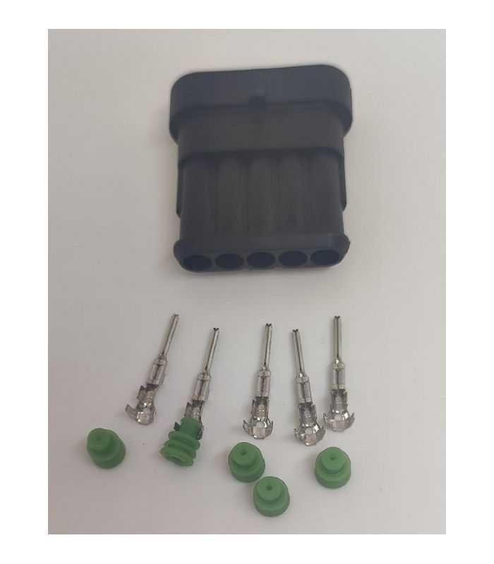 Set conector cablu Superseal 1.5 tata mufa 5 pin 5 pini inclusi + 5 garnituri incluse IP67 TE Connectivity 282107-1-SET-M