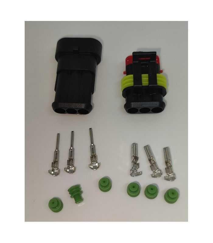Set conectori cablu Superseal 1.5 tata-mama mufa 3 pin +6 pini inclusi + 6 garnituri incluse IP67 TE Connectivity 282105-1-SET-M
