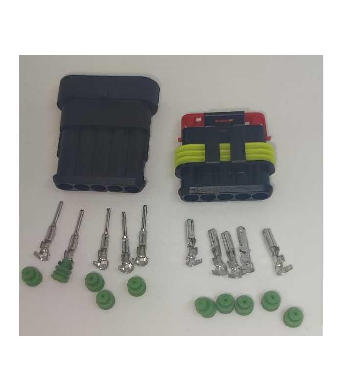 Set conectori cablu Superseal 1.5 tata-mama mufa 5 pin +10 pini inclusi + 10 garnituri incluse IP67 TE Connectivity 282107-1-SET