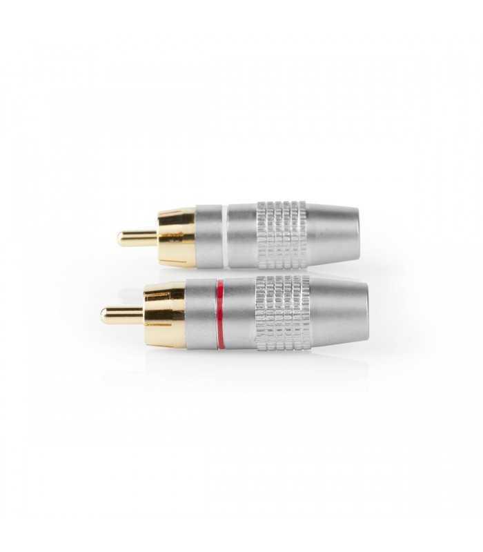 set conectori rca tata aurit metal gri 2buc nedis 3