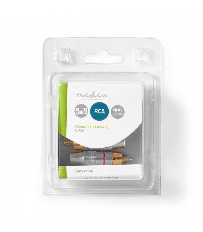 set conectori rca tata aurit metal gri 2buc nedis 5