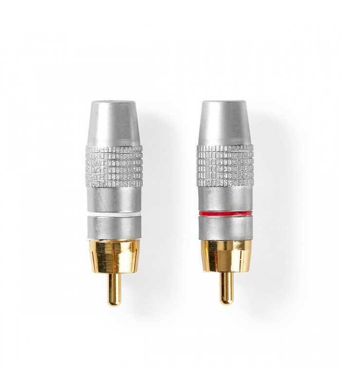 Set Conectori RCA tata aurit metal gri 2buc Nedis