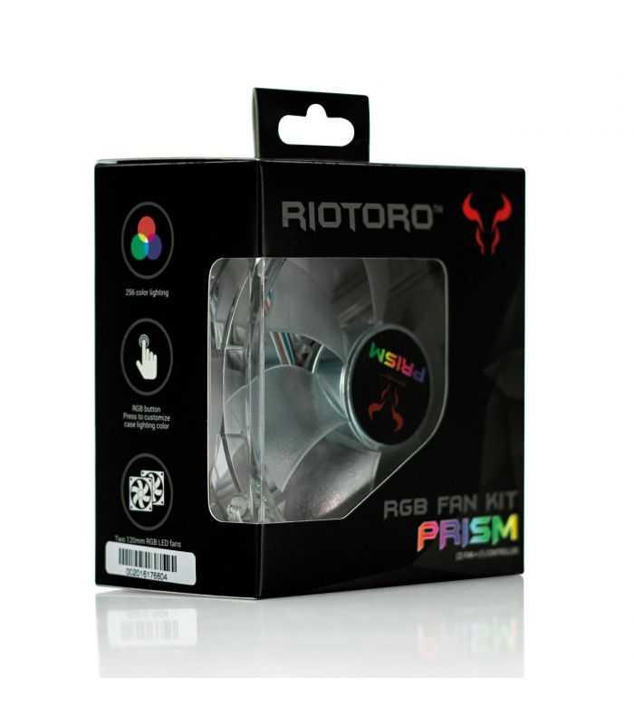 Set Controller 2 Ventilatoare Riotoro Prism 120mm Iluminare Rgb Frgb256 168x
