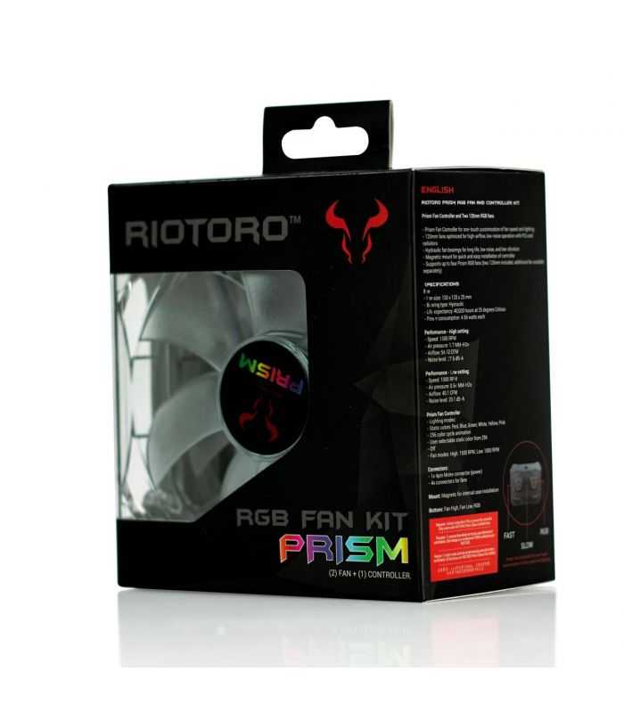 Set Controller 2 Ventilatoare Riotoro Prism 120mm Iluminare Rgb Frgb256 168x