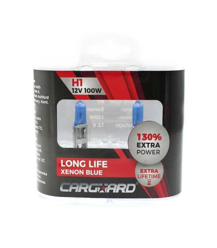 Set de 2 becuri Halogen H1 100W +130% intensitate Alb Xenon 12V Carguard