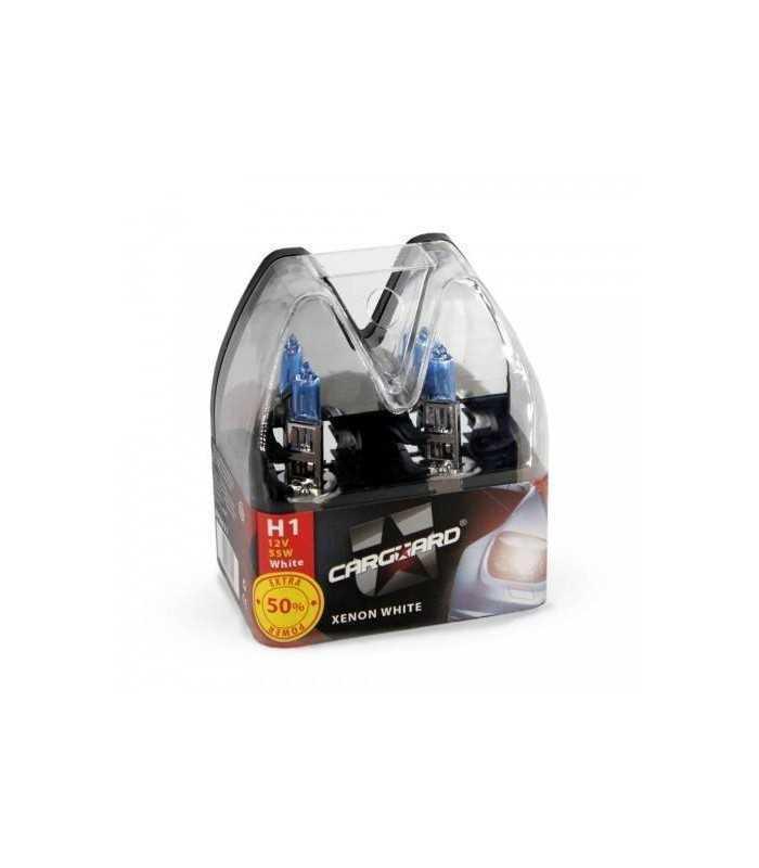 set de 2 becuri halogen h1 55w 50 alb xenon 12v carguard 1