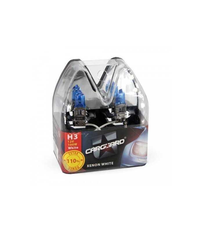 set de 2 becuri halogen h3 100w 110 intensitate alb xenon 12v carguard 1