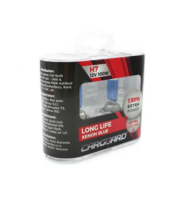 set de 2 becuri halogen h7 100w 130 intensitate alb xenon 12v carguard 4