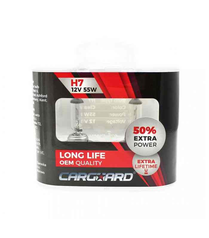 Set de 2 becuri Halogen H7 55W +50% intensitate 12V Carguard