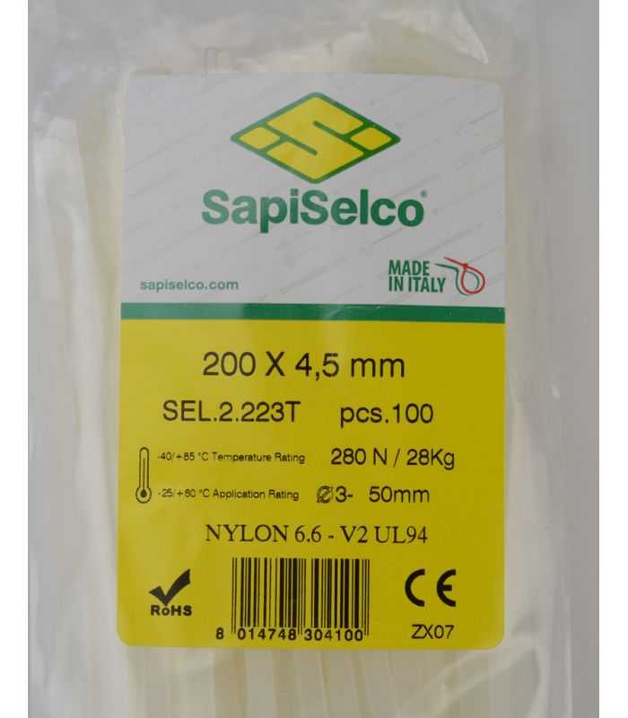 Set Etichete 200x48mm Coliere Nylon 100buc Sel2223t Sapiselco Italy