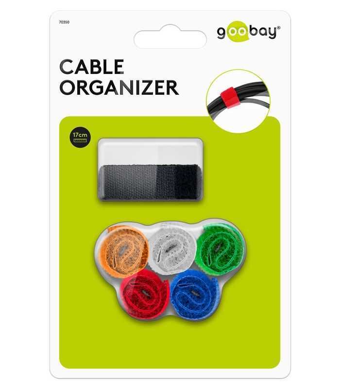 Set fasete panza de gestionare a cablurilor cu fixare carlig si bucla 170x20 mm Goobay