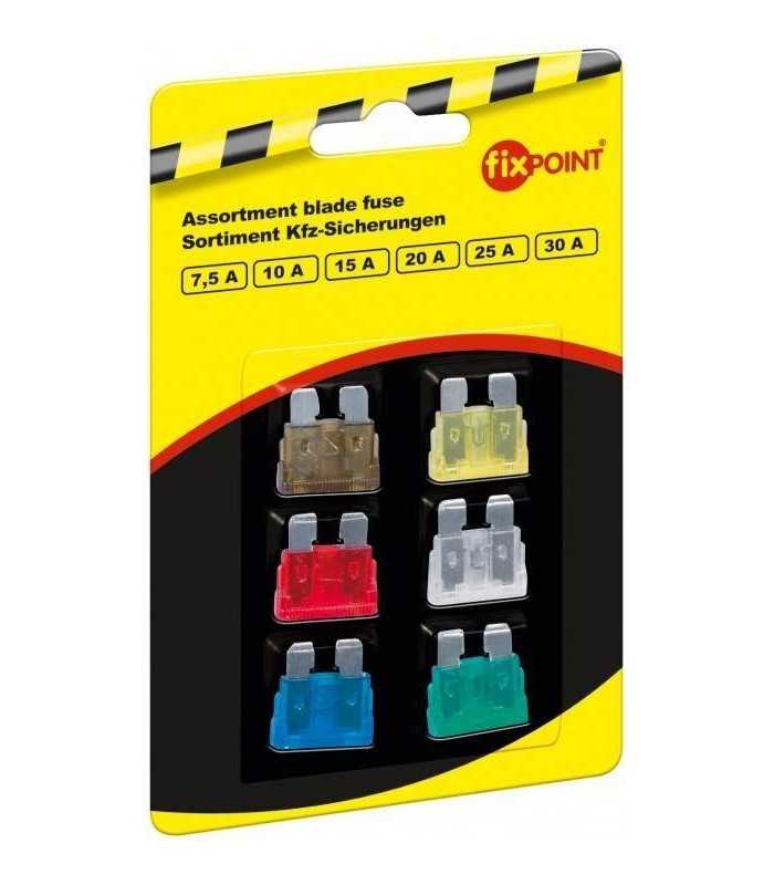 Set sigurante auto 7.5A 10A 15A 20A 25A si 30A Fixpoint 19x13mm