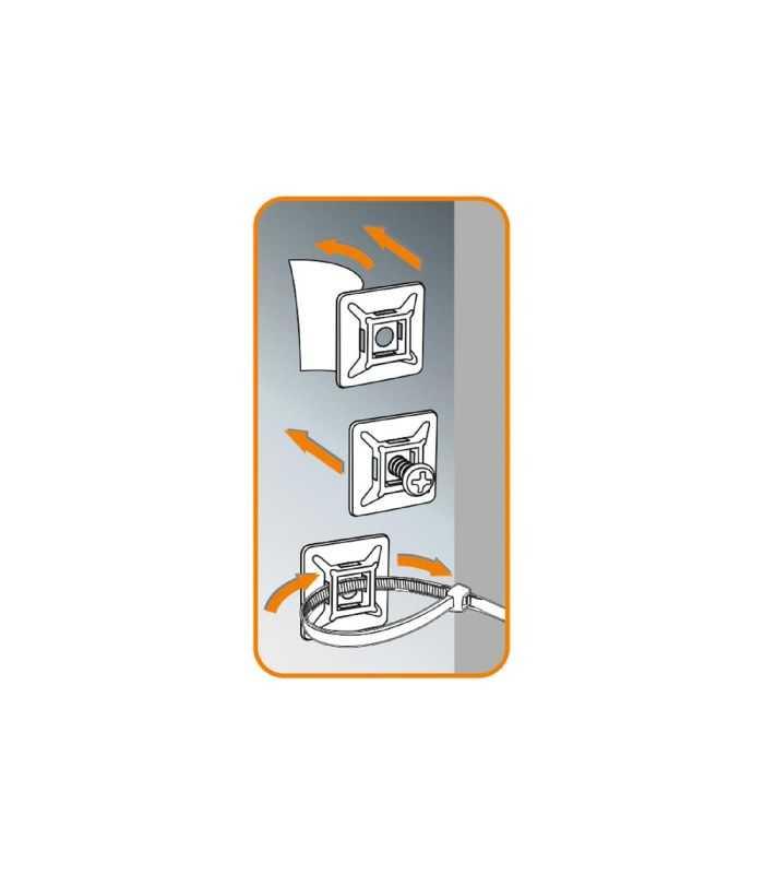 Set Suporti Coliere Cablu 50buc 28x28mm Negru Utilizare In Exterior Interior Autoadeziv Home