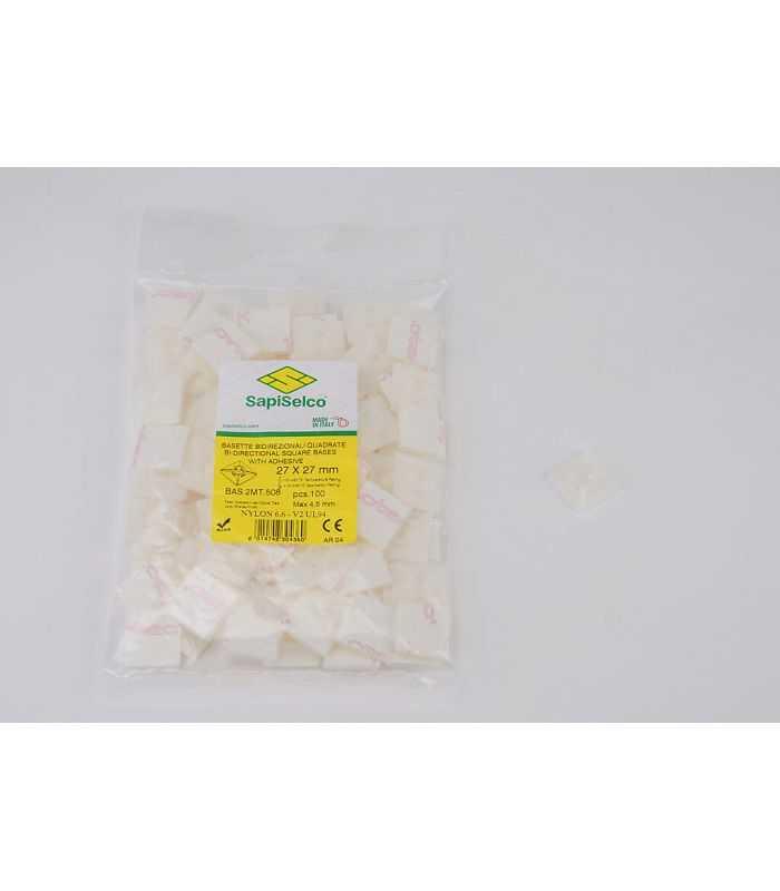 Set Suporti Cu Adeziv Patrat Mare 27x27mm Alb 100buc Bas2mt508 Sapiselco Italy