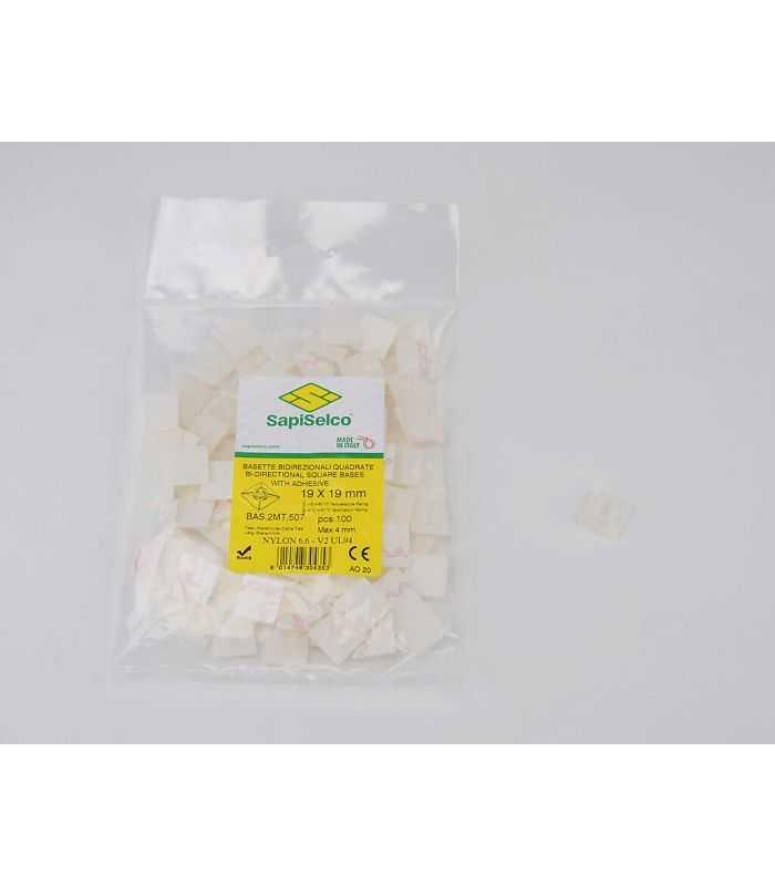 Set Suporti Cu Adeziv Patrat Mic 19x19mm Alb 100buc Bas2mt507 Sapiselco Italy