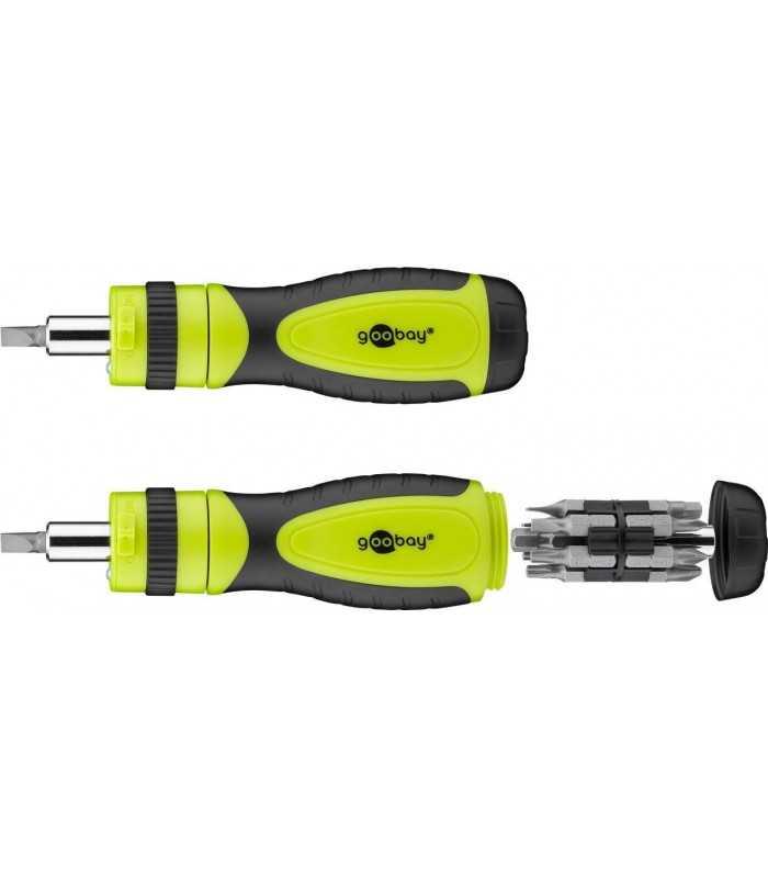 Set surubelnita cu clichet 12biti CrV 3x capete plane 4mm 5mm 6mm 4x Phillips PH0 PH1 PH2 PH3 3x Torx T15 T20 T25 2x hexagonale