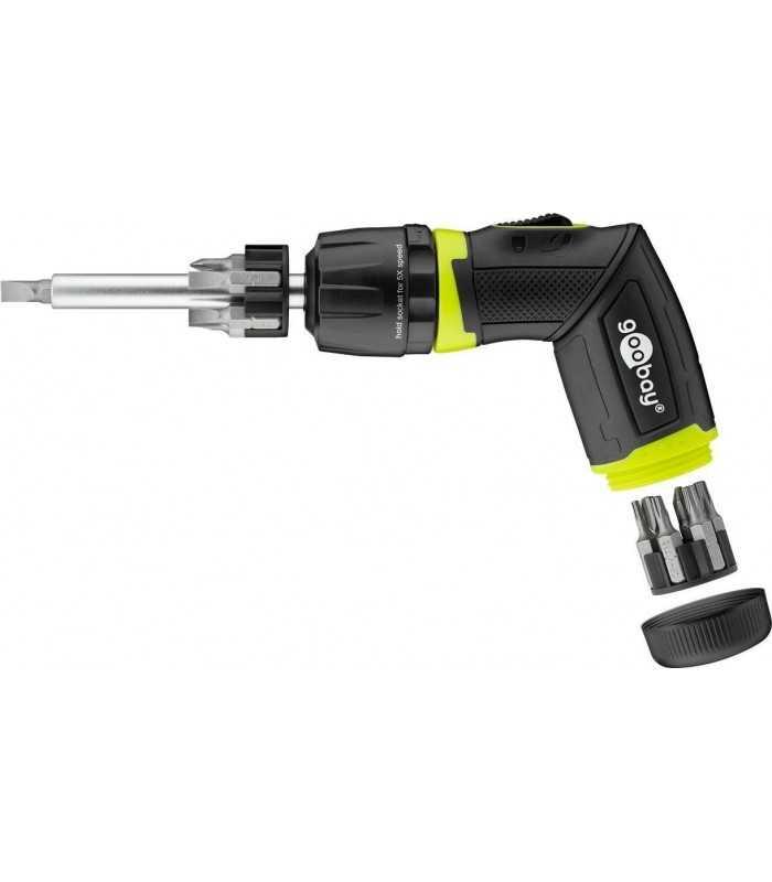 set surubelnita cu clichet 12biti crv 4x phillips ph0 ph1 ph2 ph3 capete plane 4x 3mm 4mm 5mm 6mm 4x torx t10 t15 t20 t25 goobay 1